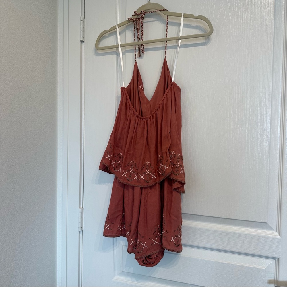 TJD Pink Patterned Tie Romper